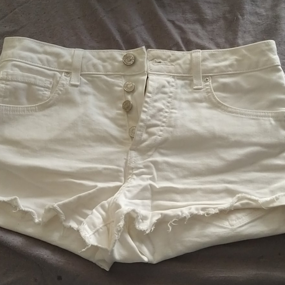 White jean shorts